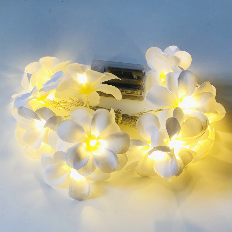 Floral LED String Light Modern Fabric 20 Heads Bedroom USB Powered Fiesta Lamp in Pink/Yellow, 9.8 Ft Long