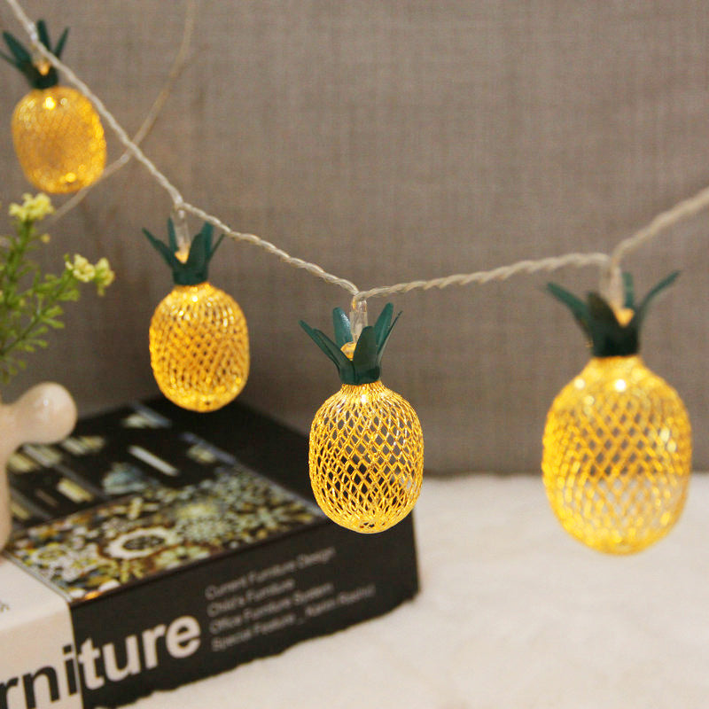 Iron Pineapple LED Light String Modernism 20/40 Bulbs Yellow Party Lighting with USB Charging, 9.8/19.6 Ft Long