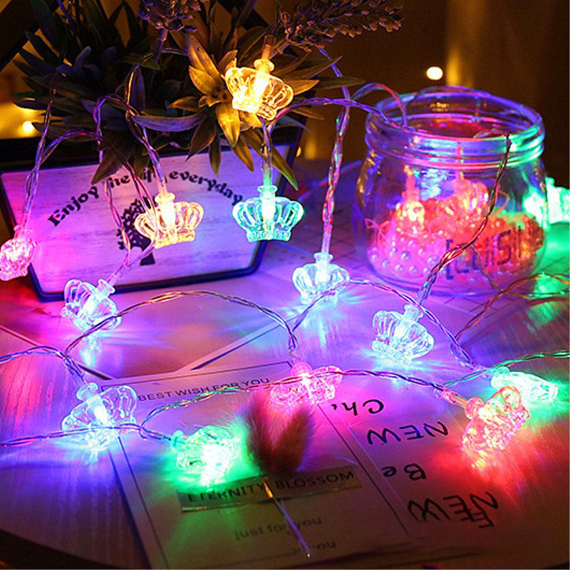 Modern Crown Fairy Light String Clear Plastic 20/40 Heads Bedroom String Lamp, 9.8/19.6 Ft Long