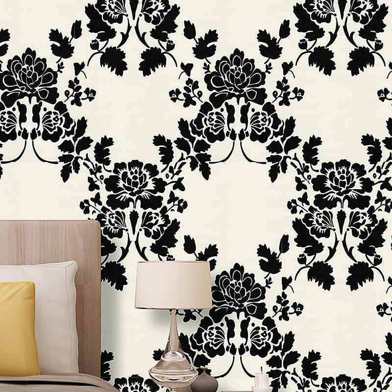 Black Damask Self-Adhesive Wallpaper Waterproof 17.5 in x 19.5 ft