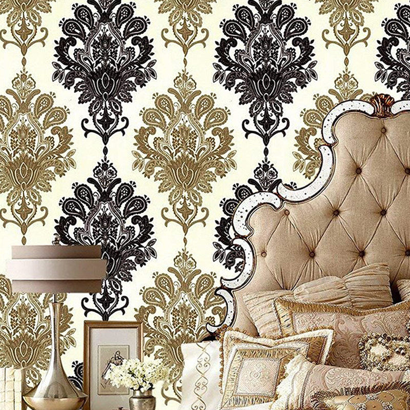 Black Damask Self-Adhesive Wallpaper Waterproof 17.5 in x 19.5 ft