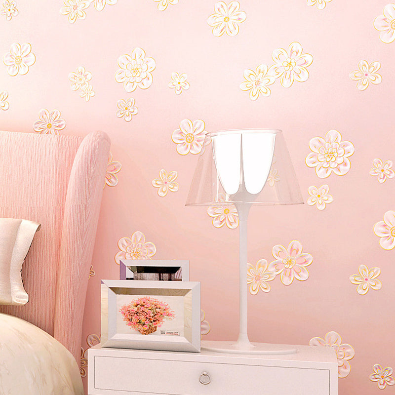 Romantic Floral Design Wallpaper for Kids Decorative Non-Pasted Wall Covering, 20.5 in x 31 ft