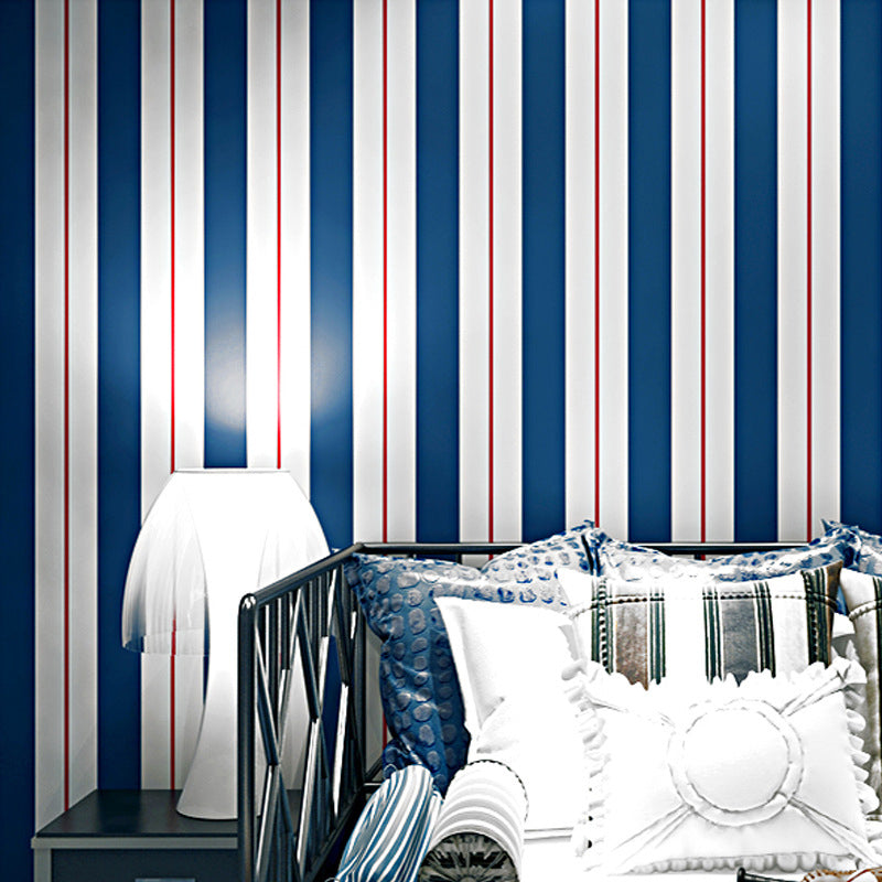 Vinyl Wallpaper for Kids with Horizontal Wide or Narrow Stripe, Multi-Colored, 33'L x 20.5"W