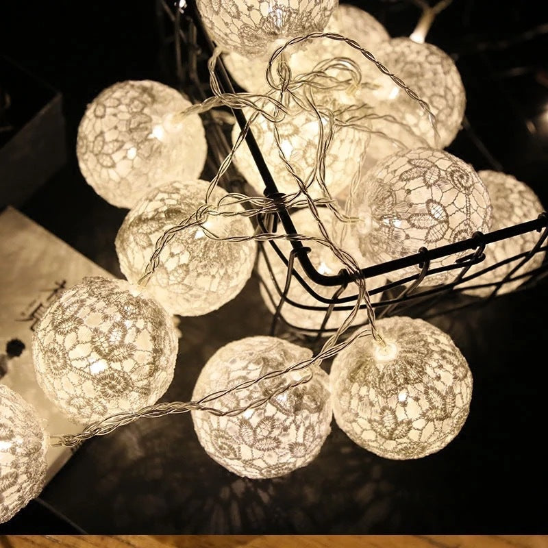 Global Lace LED String Lighting Contemporary 20-Light White Fairy Lamp String for Bedroom, 3M