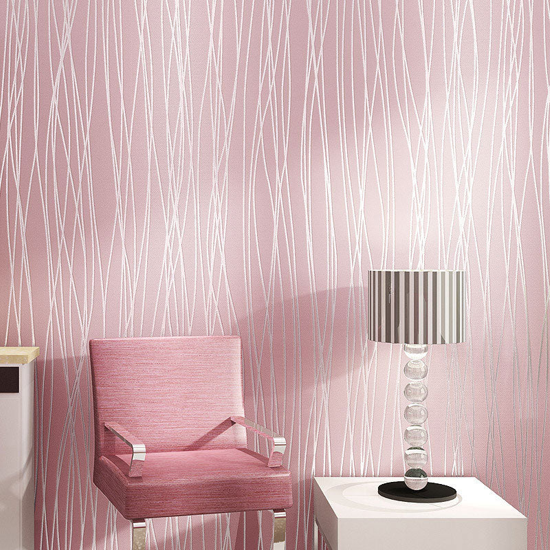 Non-Woven Wallpaper with Pastel Color Stripe and Vertical Line, 31 ft. x 20.5