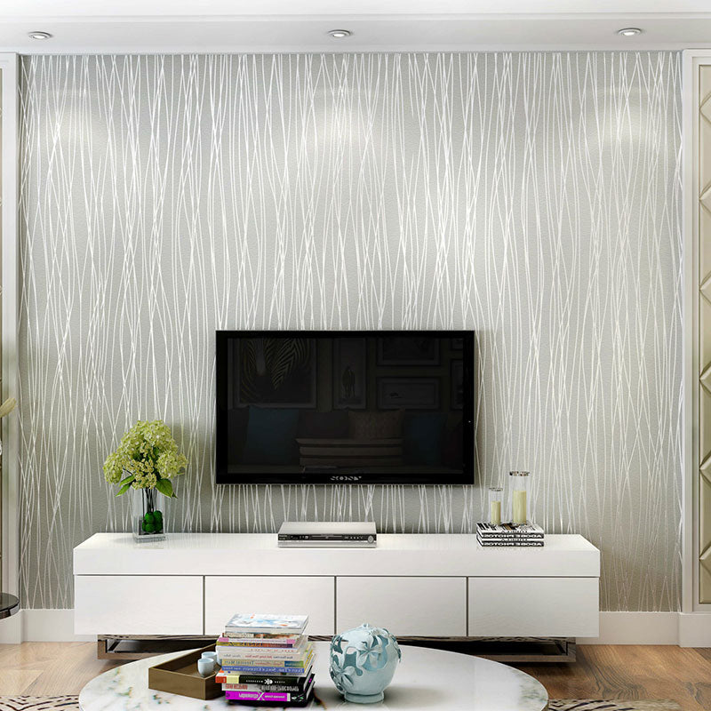 Non-Woven Wallpaper with Pastel Color Stripe and Vertical Line, 31 ft. x 20.5