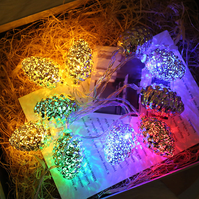 3m Silver Pinecone Light String Decorative 20-Bulb Metal USB/Battery LED Fairy Lamp in Warm/Multi-Color Light