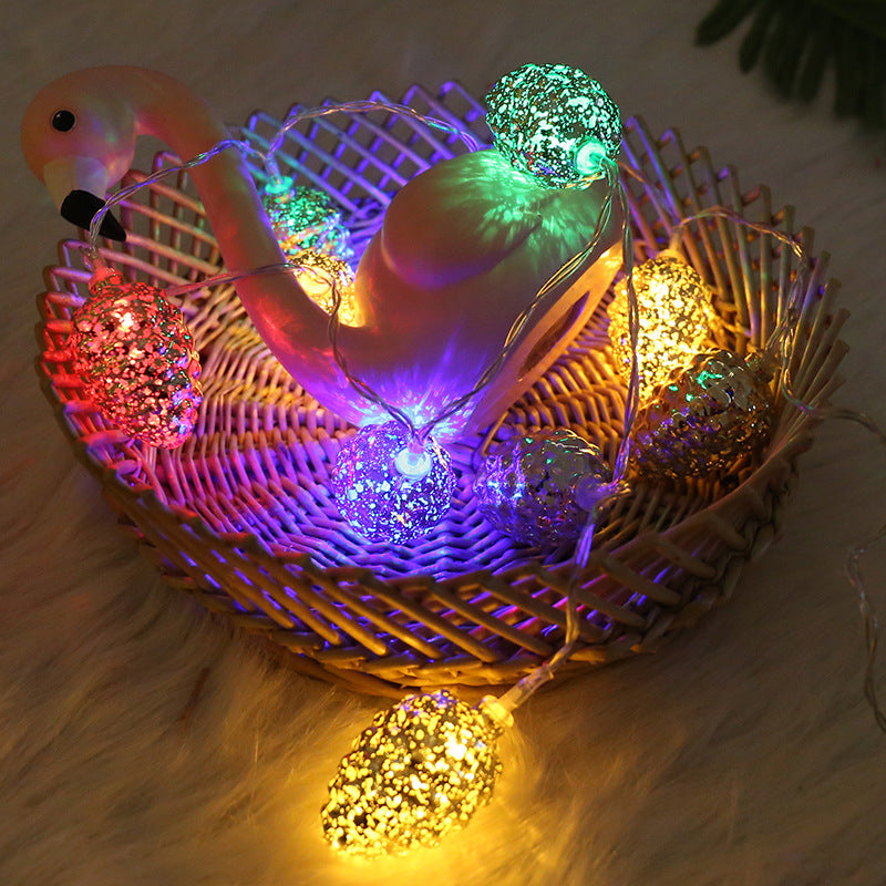 3m Silver Pinecone Light String Decorative 20-Bulb Metal USB/Battery LED Fairy Lamp in Warm/Multi-Color Light