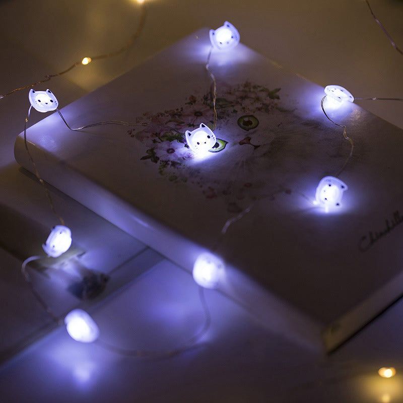 2m White Cat Fairy Light Cartoon 20 Bulbs LED Plastic Lighting String in Warm Light, 3 Packs