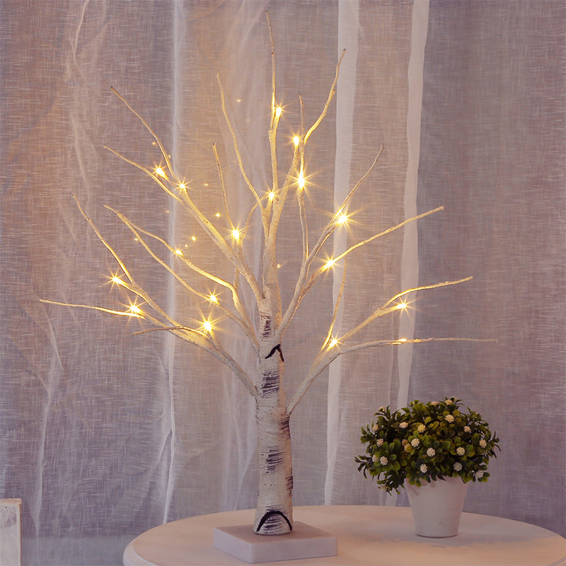 Plastic Birch Desk Lamp Decorative LED White Night Table Lighting for Living Room