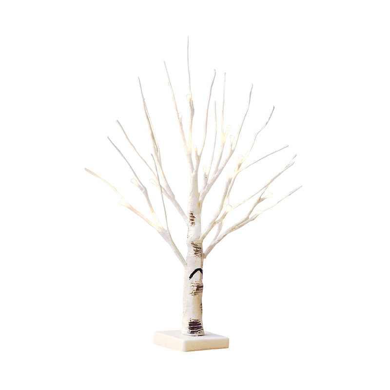 Plastic Birch Desk Lamp Decorative LED White Night Table Lighting for Living Room