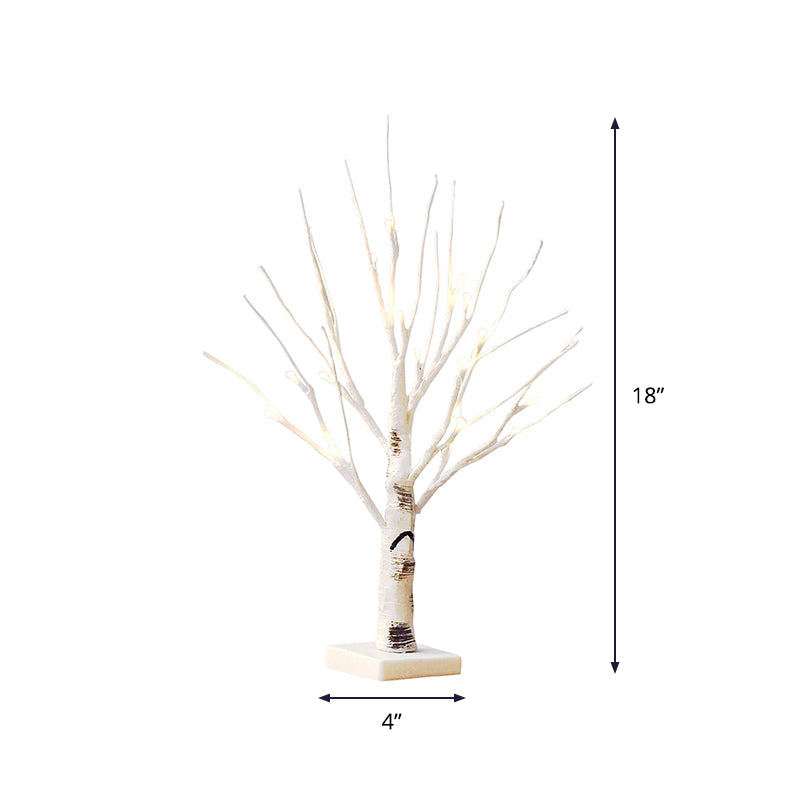 Plastic Birch Desk Lamp Decorative LED White Night Table Lighting for Living Room