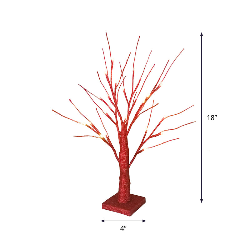 Red Tree Night Table Lighting Modern LED Plastic Nightstand Light for Living Room