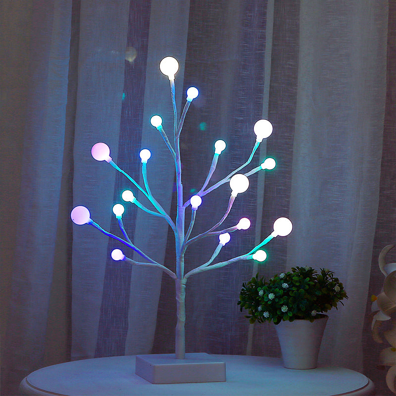 Branching Night Table Lamp Modern Plastic Living Room LED Nightstand Light in White