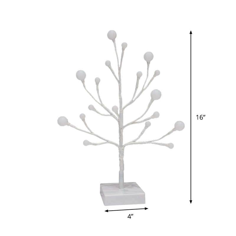 Branching Night Table Lamp Modern Plastic Living Room LED Nightstand Light in White