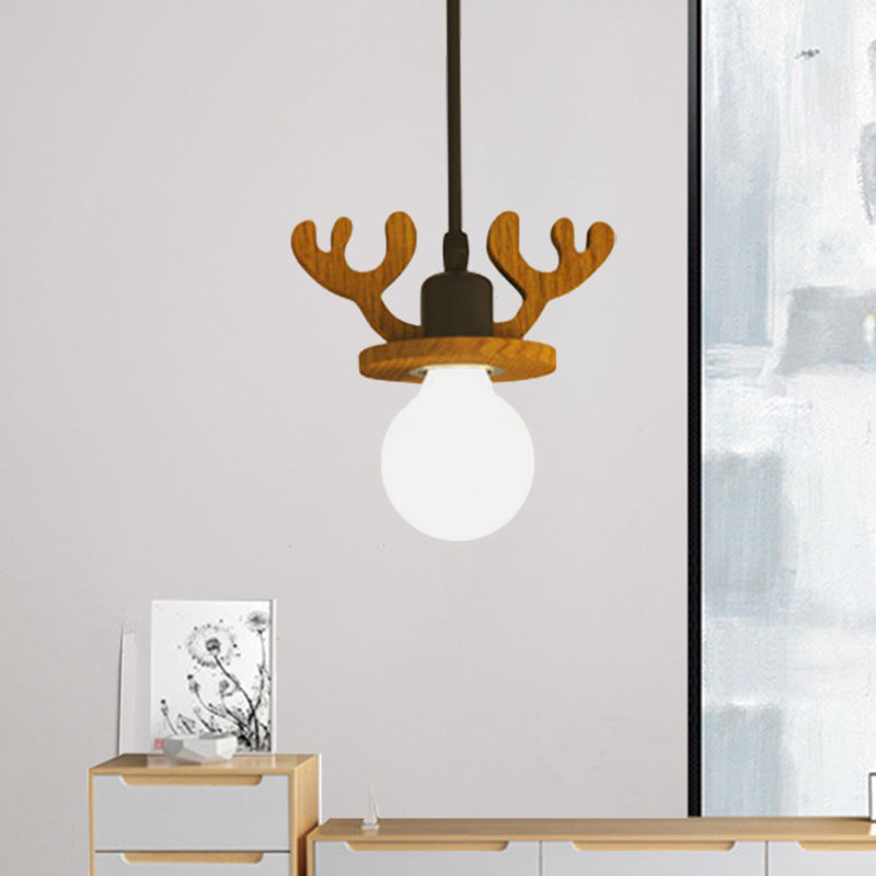 Antler Ceiling Pendant Macaroon Iron 1 Bulb Black Suspended Lighting Fixture with/without Shade