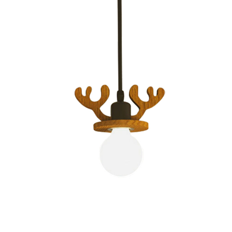 Antler Ceiling Pendant Macaroon Iron 1 Bulb Black Suspended Lighting Fixture with/without Shade