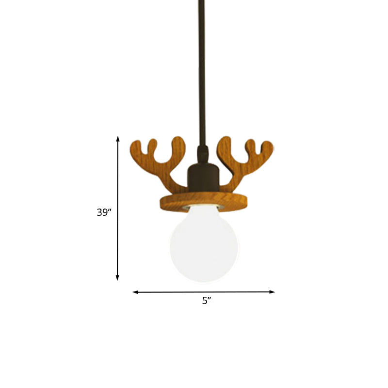 Antler Ceiling Pendant Macaroon Iron 1 Bulb Black Suspended Lighting Fixture with/without Shade