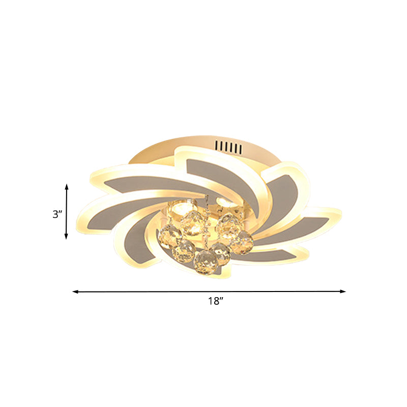 Kristallkugelform halbflutmount mit Windmühlendesign moderne LED -Decke montiertes Licht in Weiß