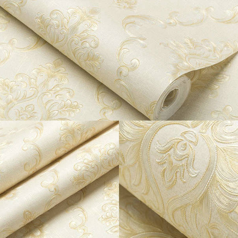 European Wallpaper Pastel Color 3D Visual Damask Design Wall Covering, Non-Pasted