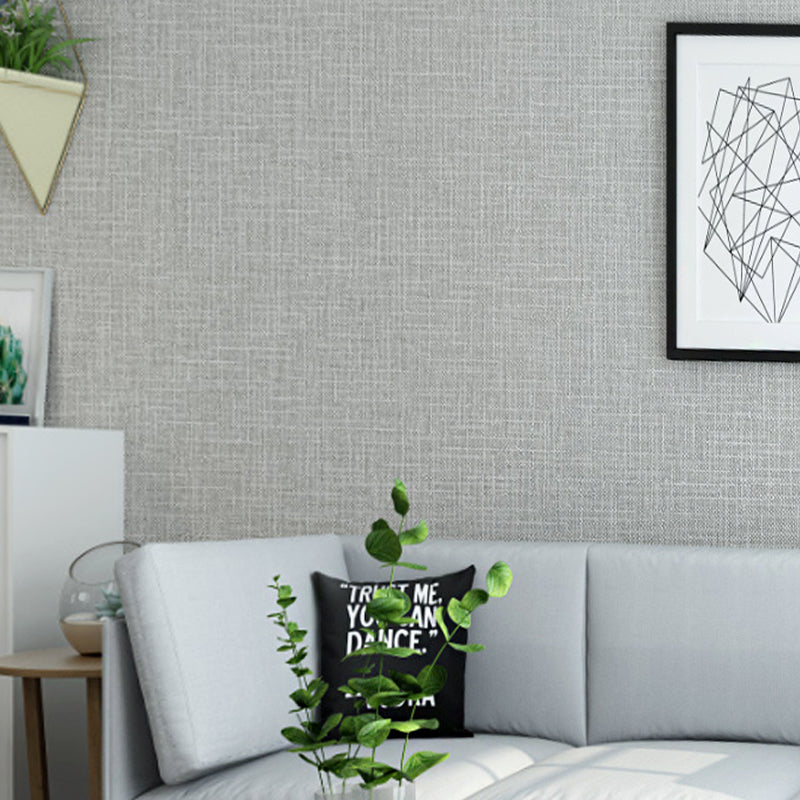 Stain-Resistant Wall Covering Non-pasted Textured Linen Non-Woven Wallpaper in Light Color