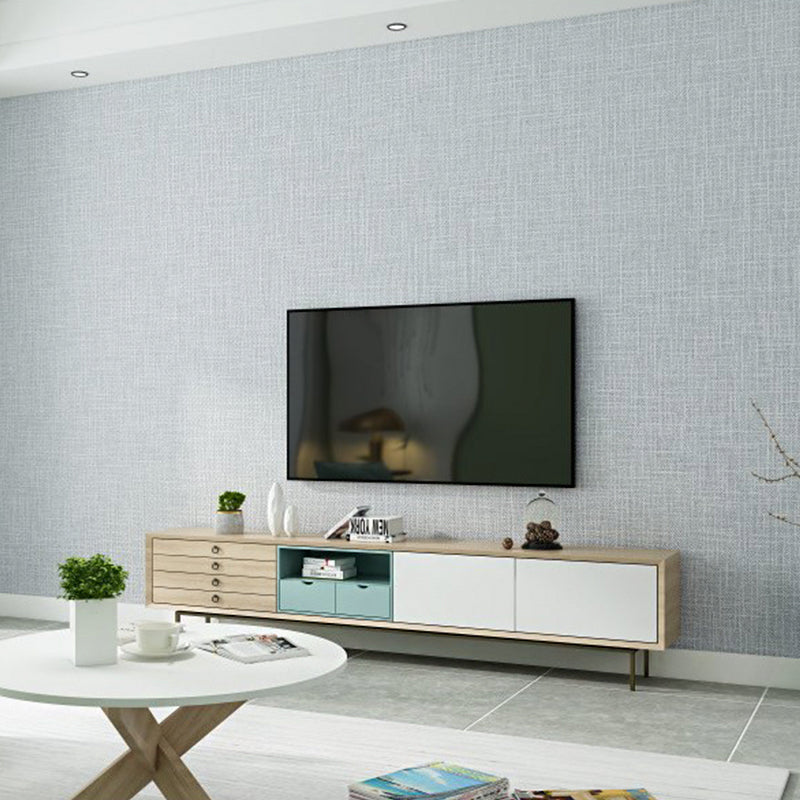 Stain-Resistant Wall Covering Non-pasted Textured Linen Non-Woven Wallpaper in Light Color