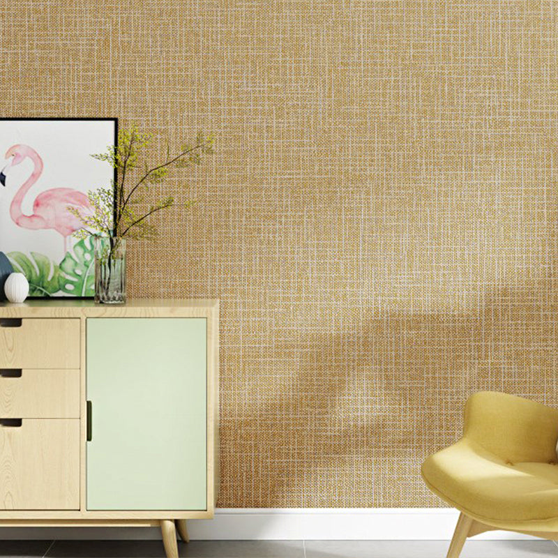 Stain-Resistant Wall Covering Non-pasted Textured Linen Non-Woven Wallpaper in Light Color