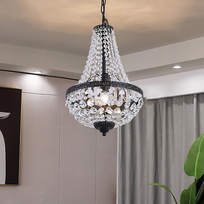 1 bulbe plafond accroche luminaire avec une nuance de panier à la teinte cristal Countryside Restaurant Suspension Light
