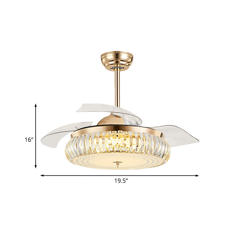 19.5 "W Arch hanger verlichting Modernisme Modernisme Led 4-Blade Crystal Semi Flush plafondlicht in goud