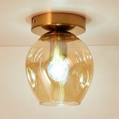 One Bulb Ceiling Lighting Industrial Bubble Shade Dimpled Glass Semi Flush Mount Light in Amber