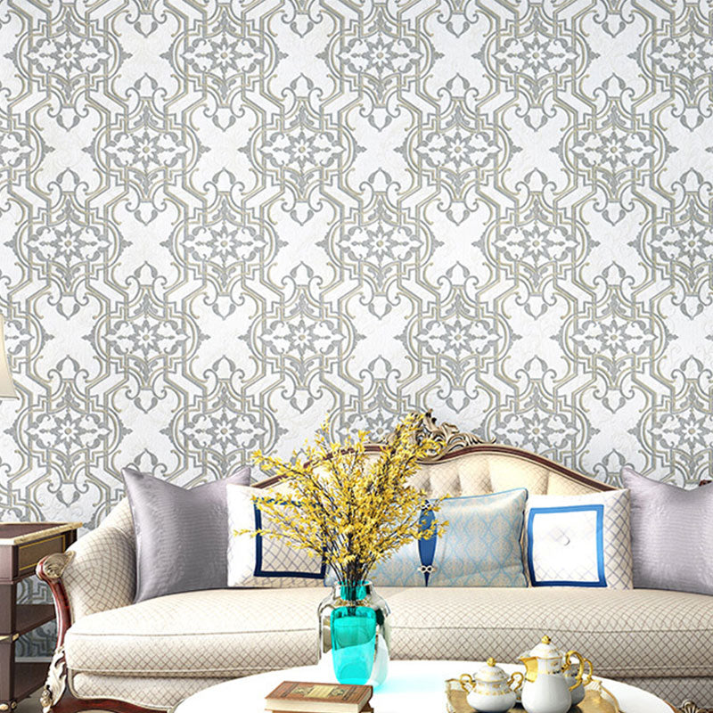 33' by 20.5" Classic Wall Art 3D Visual Damask Design Wallpaper Roll, Non-Pasted