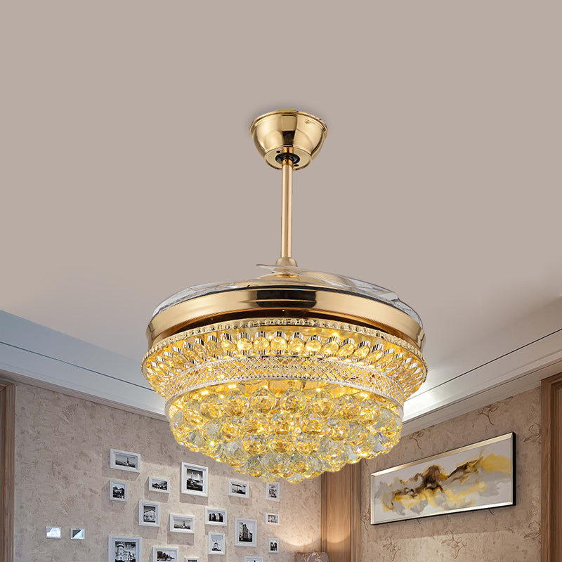 43 "LED LED SCALLOPE DE LA LED MODERNE MODERNE GOLD CRISTAL ORBES SEMI FUSH LIGHTURS AVEC 4 lames