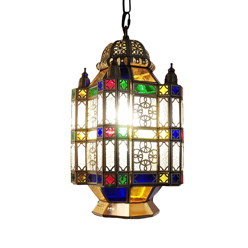 Lampadella in ottone in ottone in vetro smerigliato Lantern 3 Heads Art Deco Sospensione Light per il ristorante