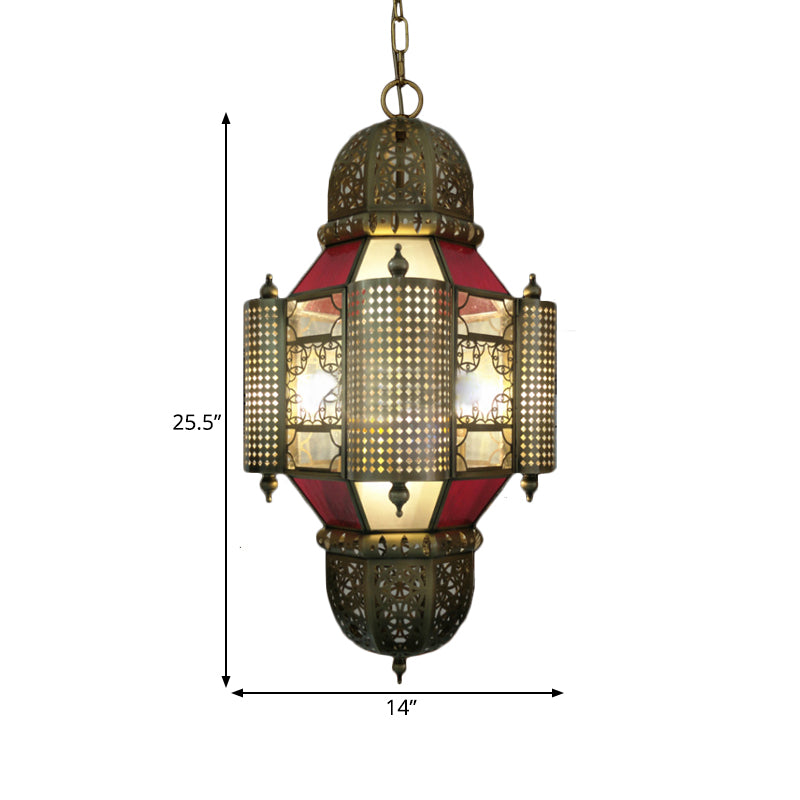 Iluminación colgante de linterna de Arabia 3 cabezas lámpara de lámpara de metal lámpara en latón para restaurante
