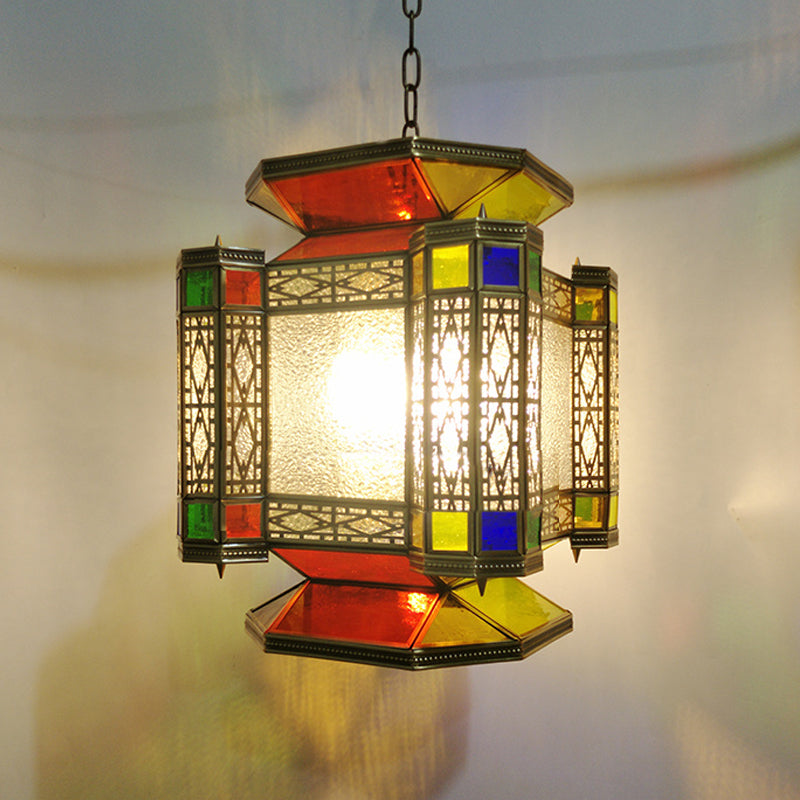 Lampada del lampadario vintage lanterna a 3 luci in ottone in ottone