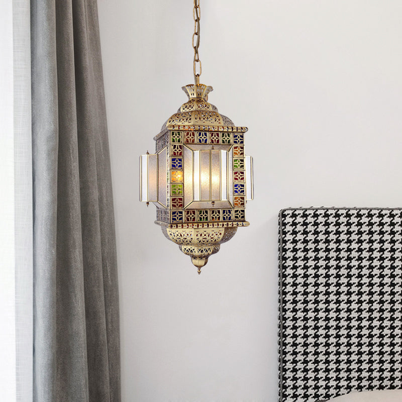 Hollow Frosted Glass Pendant Arab 3 Heads Corridor Chandelier Lighting Armture in messing