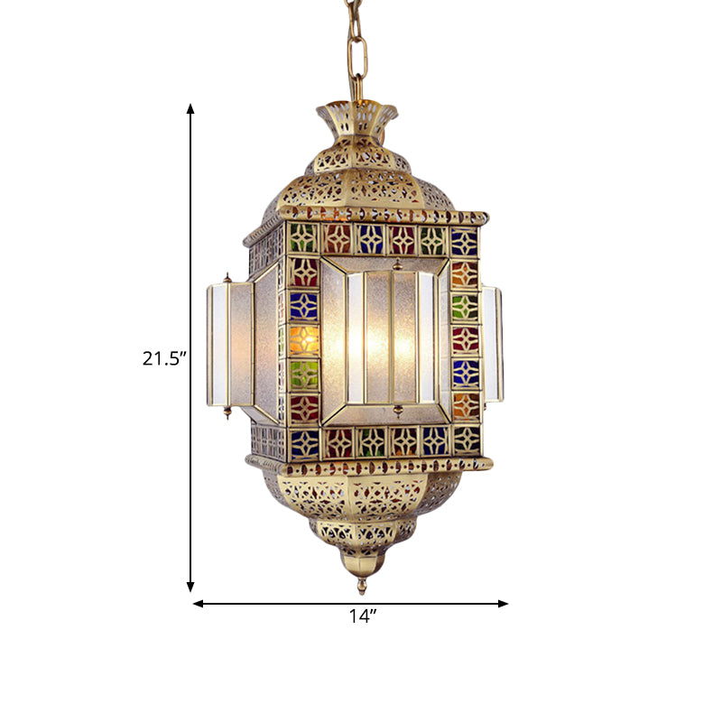 Hollow Frosted Glass Pendant Arab 3 Heads Corridor Chandelier Lighting Armture in messing