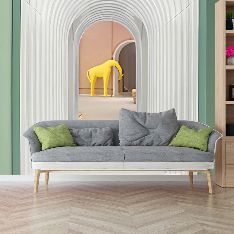 Nordic Mural Wallpaper for Living Room, Pastel Color 3D Stretching Door, Made to Measure