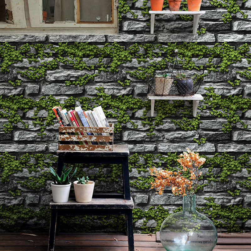 Coffee Shop Wallpaper with 3D Print Stone and Brick in Pastel Color, Non-Pasted