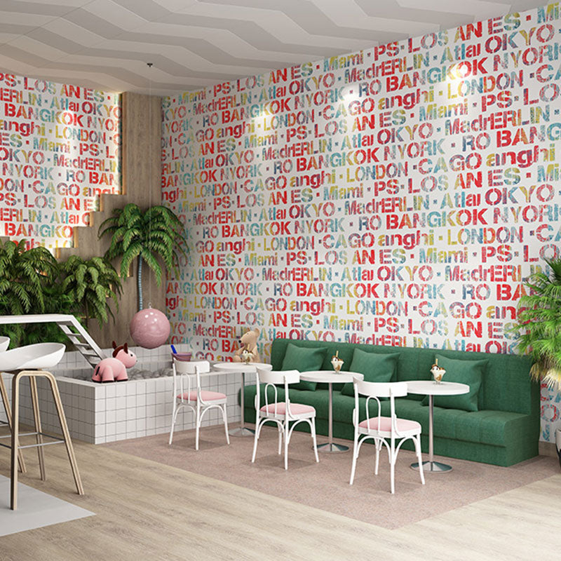 Light Color Wall Covering 33-foot x 20.5-inch Non-Pasted PVC English Letter Wallpaper Roll