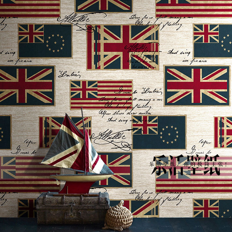 Paper Wall Covering with Light Red British National Flag Design, 20.5-inch x 33-foot