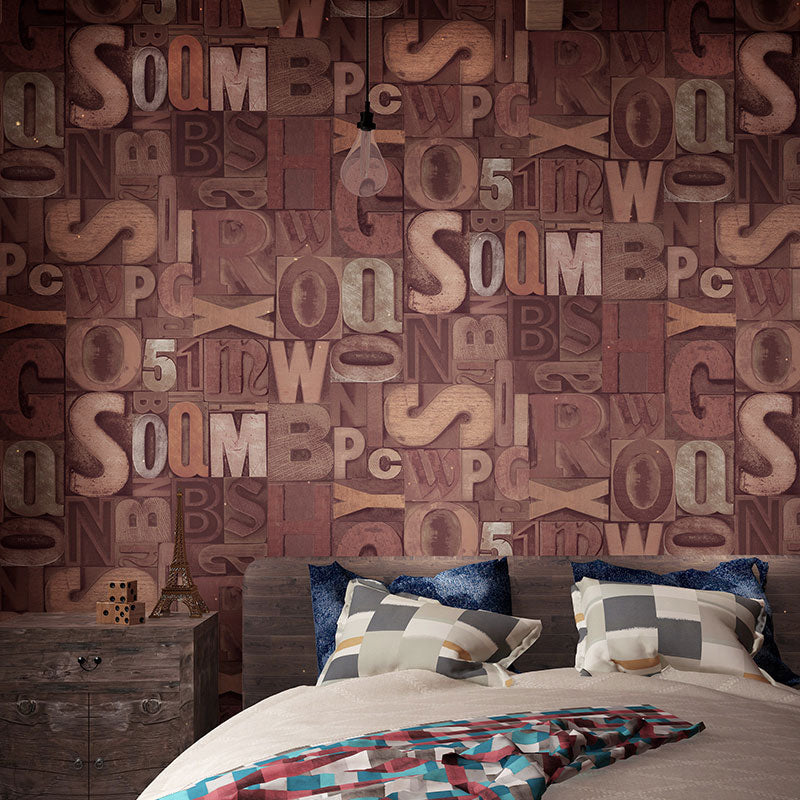 Rusty Red Letter Wallpaper Roll Non-Pasted Wall Covering for Accent Wall, 33' x 20.5"