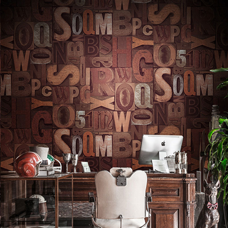 Rusty Red Letter Wallpaper Roll Non-Pasted Wall Covering for Accent Wall, 33' x 20.5"