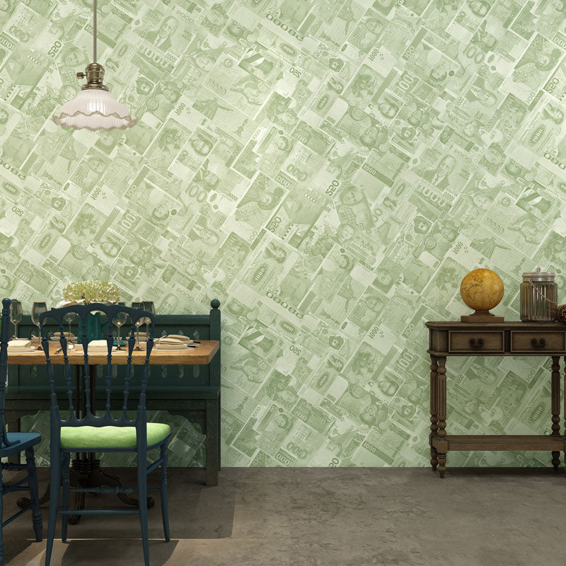 Plaster Wallpaper Roll Non-Pasted Greenback Wall Covering in Soft Color, Non-Pasted