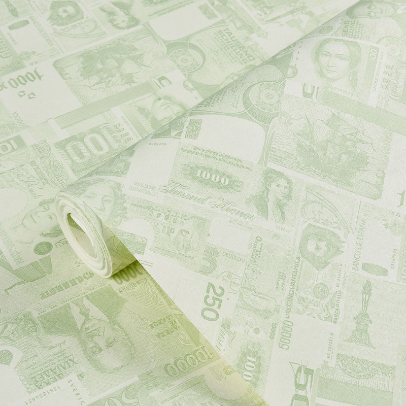 Plaster Wallpaper Roll Non-Pasted Greenback Wall Covering in Soft Color, Non-Pasted