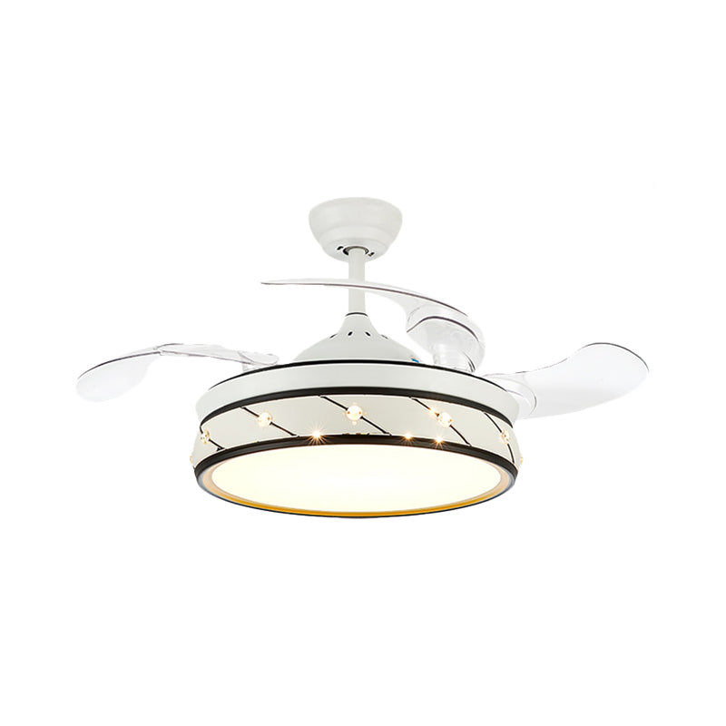 19.5 "brede witte LED Semi Flush Light Simple Metal Round Flush Mount Plafingventilator met 3 bladen