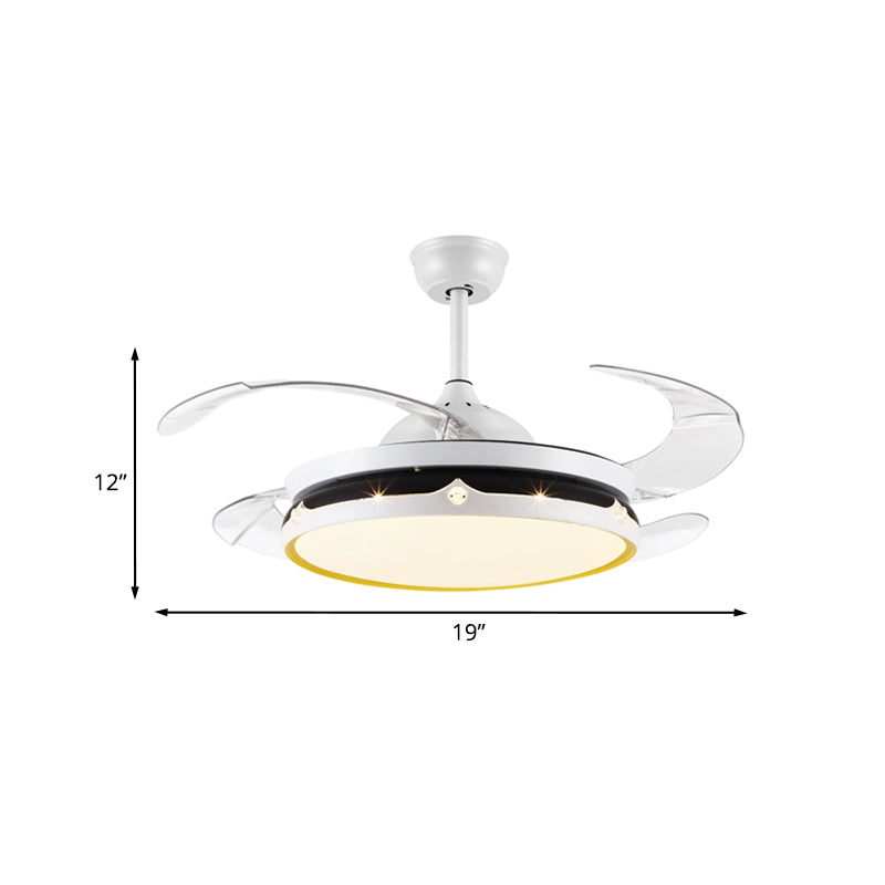 19 "W Led Flush Mount plafondventilator Licht Noordse geschulpte metalen semi -spoeling in zwart -wit, 4 messen