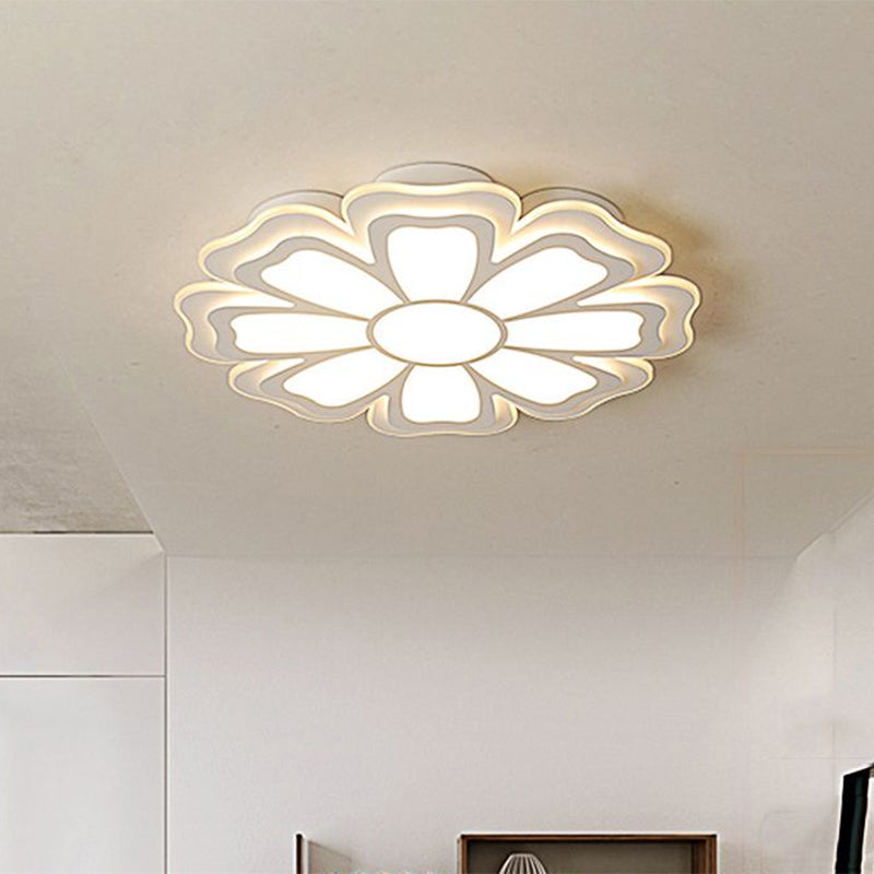 Plafonnier LED moderne et créatif en forme de fleur, avec diffuseur en acrylique, blanc chaud/blanc, pour chambre à coucher, 16,5 / 20,5 / 24,5 po de diamètre