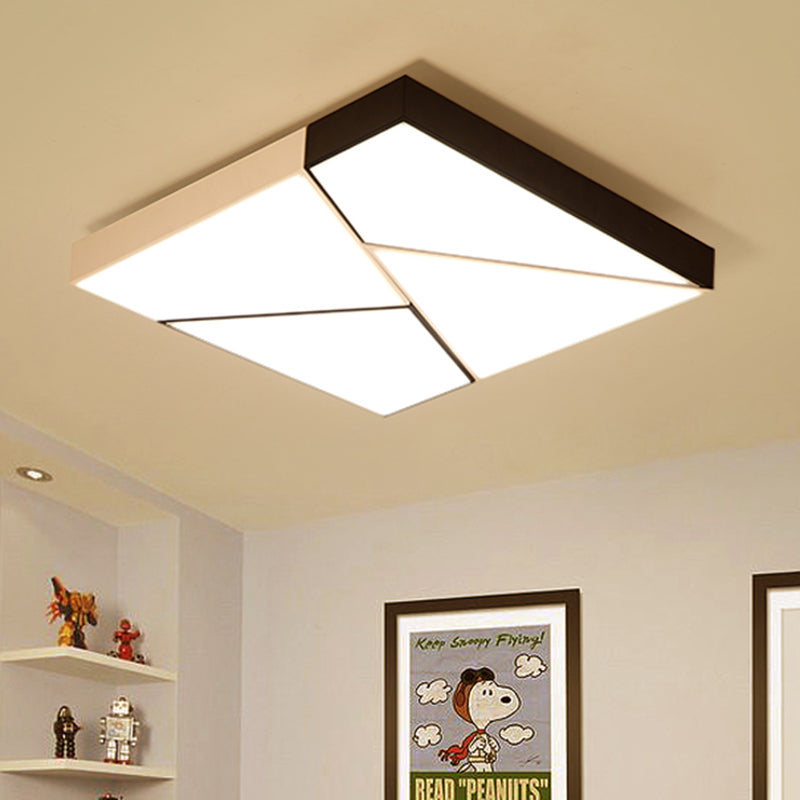 Luz rectangular empotrada de metal moderno LED blanco y negro para sala de estar con pantalla acrílica en blanco cálido/blanco, 21.5"/38"/45" de ancho