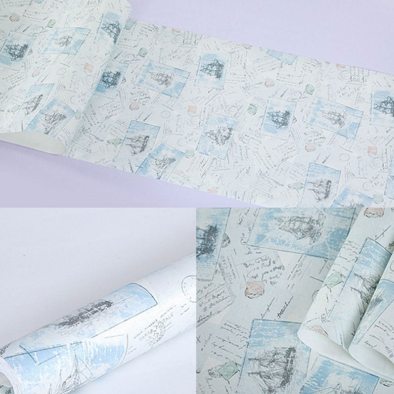 Light Color Boat Wall Decor Non-Pasted Stain-Resistant Wallpaper Roll for Kid